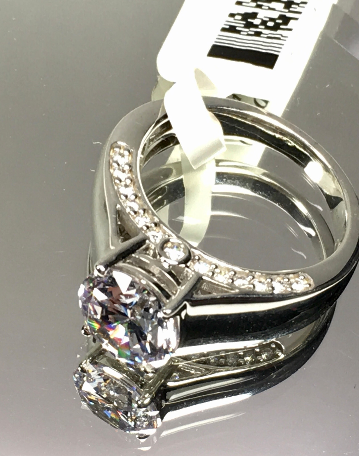 CHARLES WINSTON BELLA LUCE 7.83 CTW ZIRCONIA RHODIUM OVER STERLING RING SIZE 9