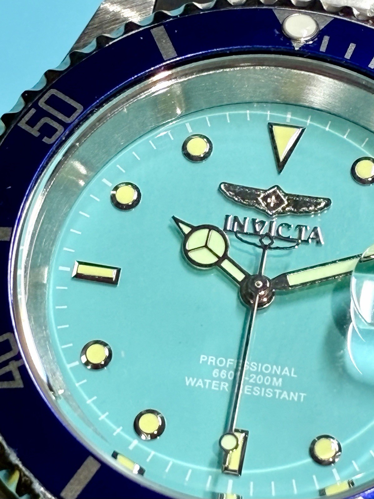 INVICTA PRO DIVER TURQUOISE BLUE BEZEL 40MM STAINLESS STEEL TMI PC32 QUARTZ!