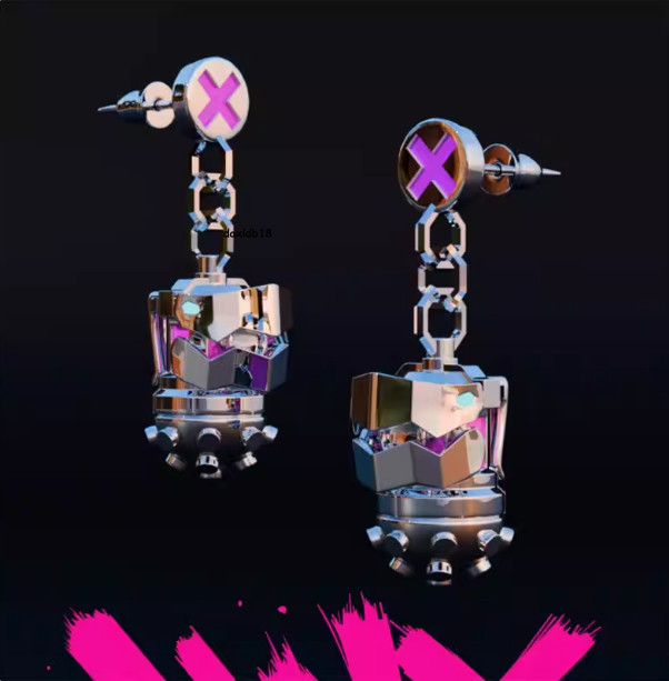 Jinx Earrings League of Legends Non-Genuine Cosplay Earrings for Game Fans