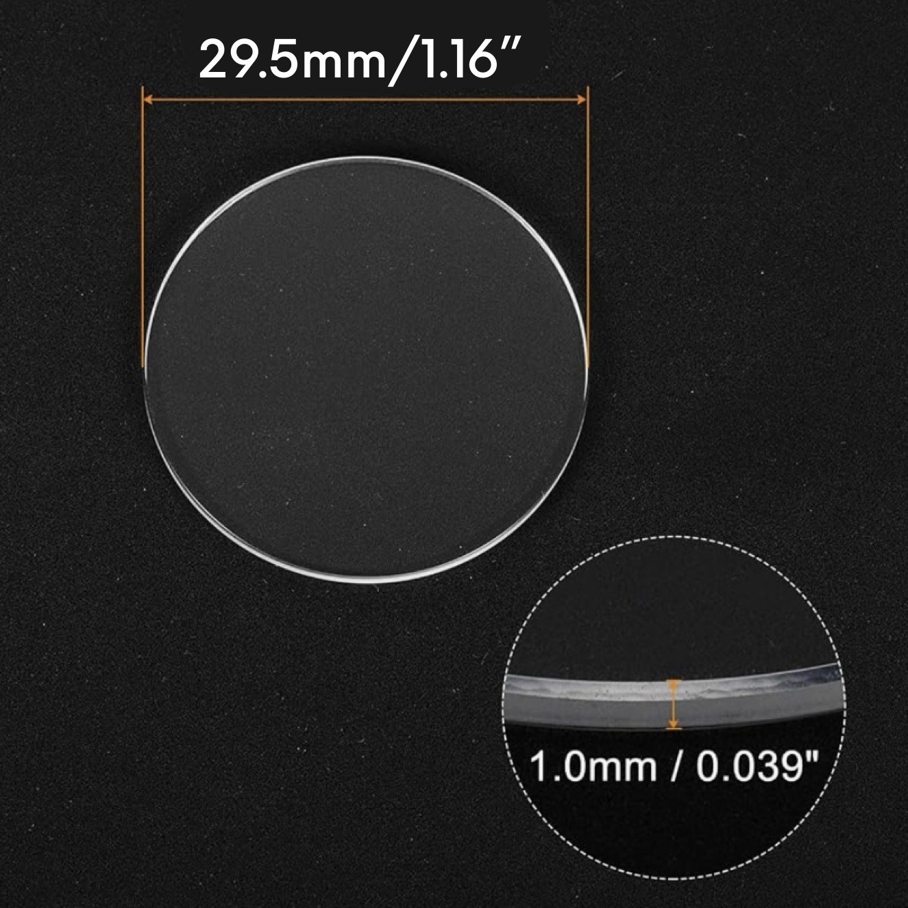 New 29.5 mm Watch Crystal – Flat Round Mineral Glass