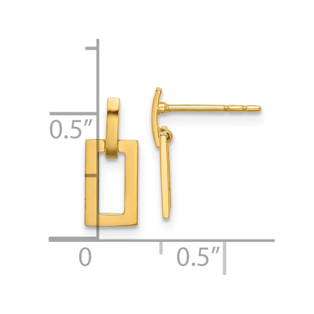 13.3mm 14K Yellow Gold Polished Rectangle Post Dangle Earrings