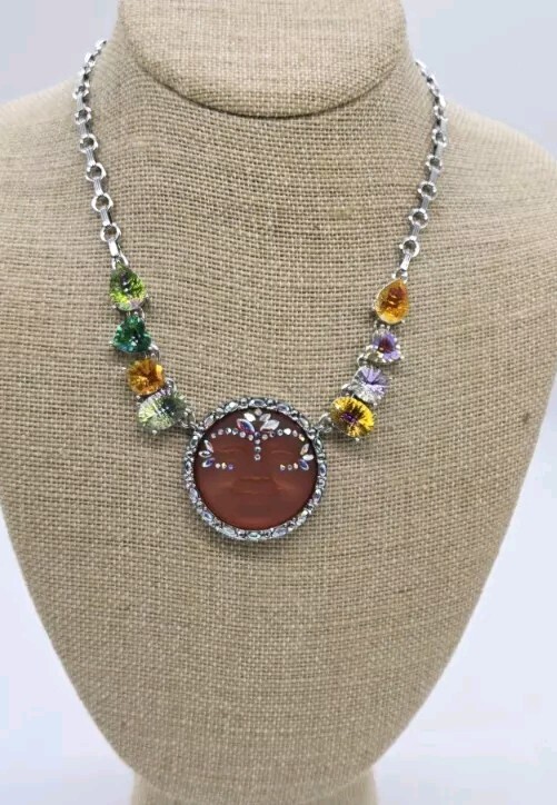 Kirks Folly Necklace Cosmic Bliss Empress Seaview Moon Silver tone Set 2pc