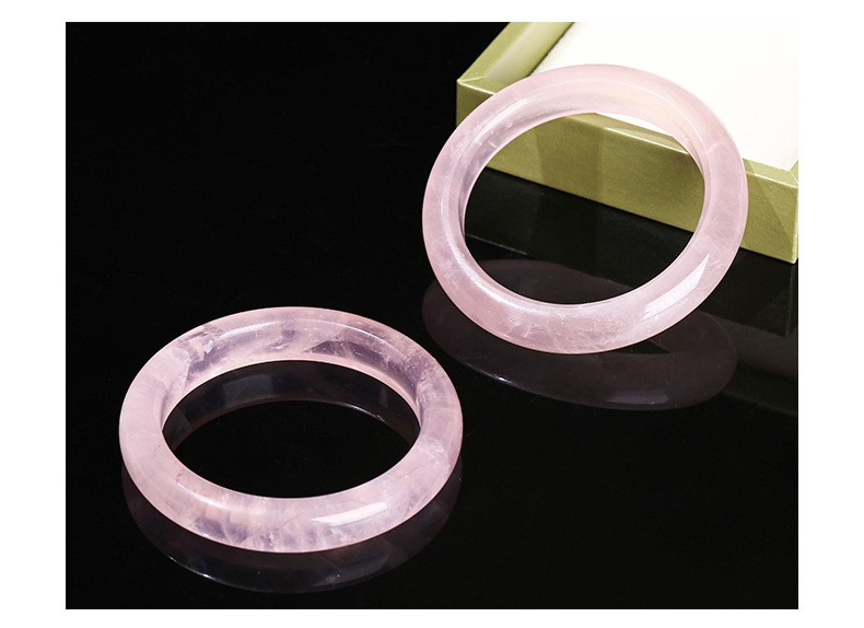 51-60mm Natural Pink Quartz Crystal Gemstone Healing Round Bangle Lucky Bracelet