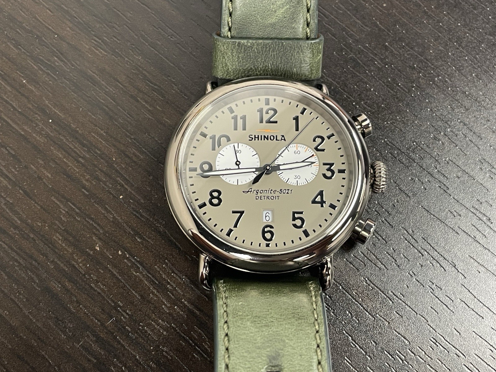 Shinola Runwell Chrono 47mm Mens Watch Green Leather