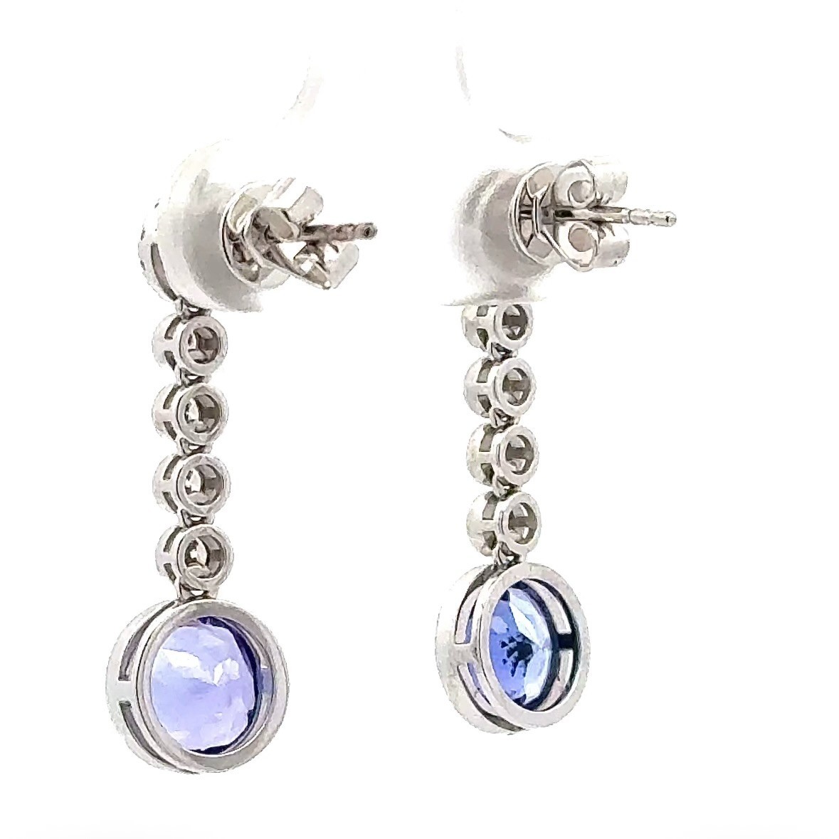Elegant 14K White Gold Tanzanite & Diamond Drop Earrings