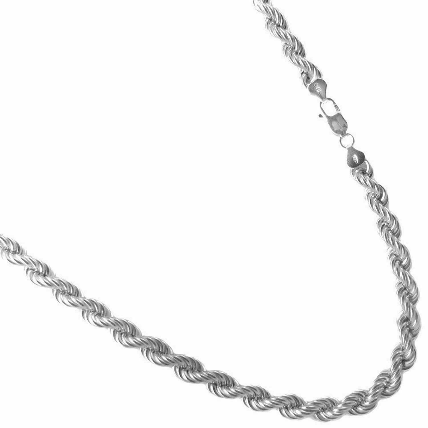 Solid Sterling Silver Italian Rope Chain Mens Necklace 4.50mm – Diamond Cut