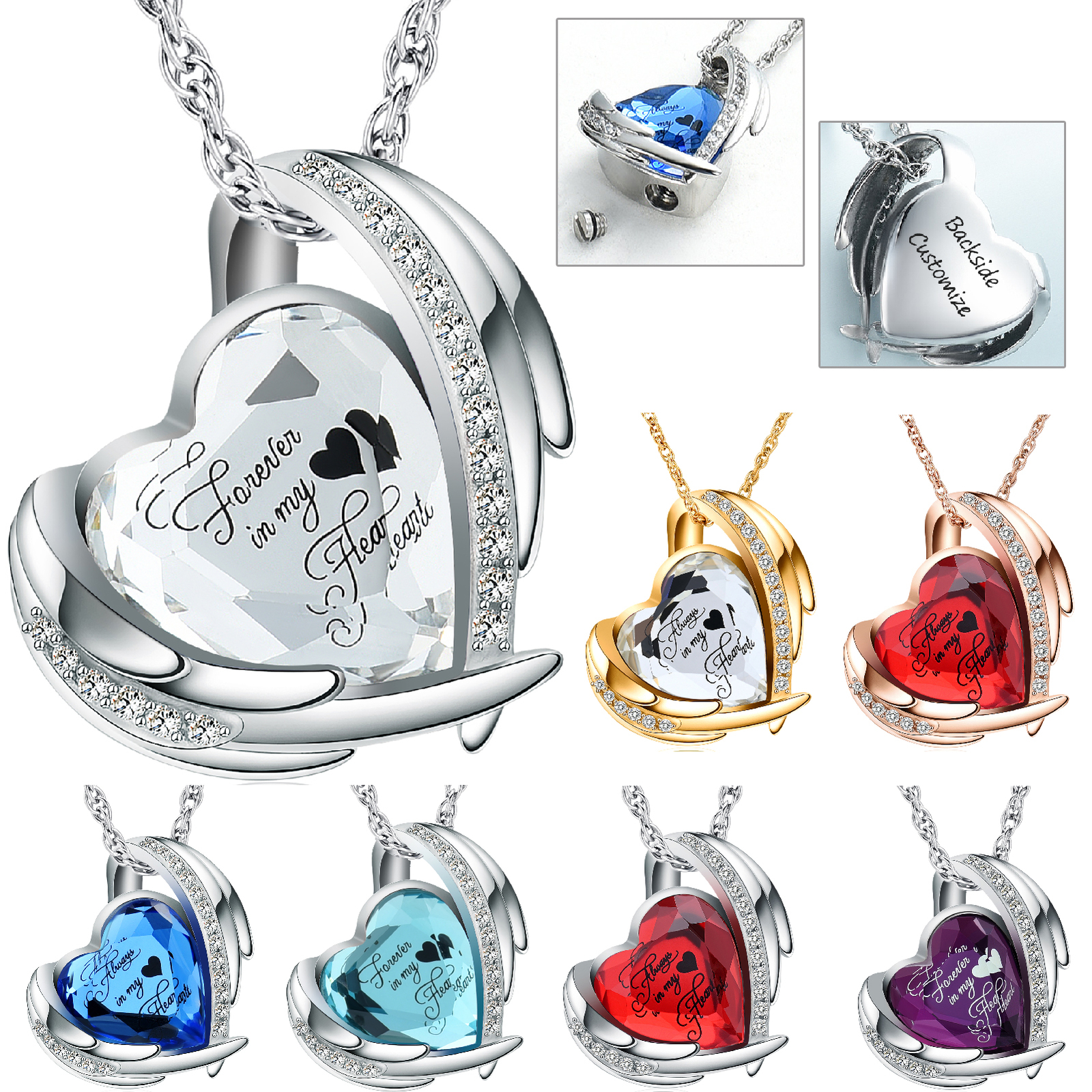 Heart Urn Pendant Necklace for Cremation Ashes Keepsake Memorial Jewelry Gift
