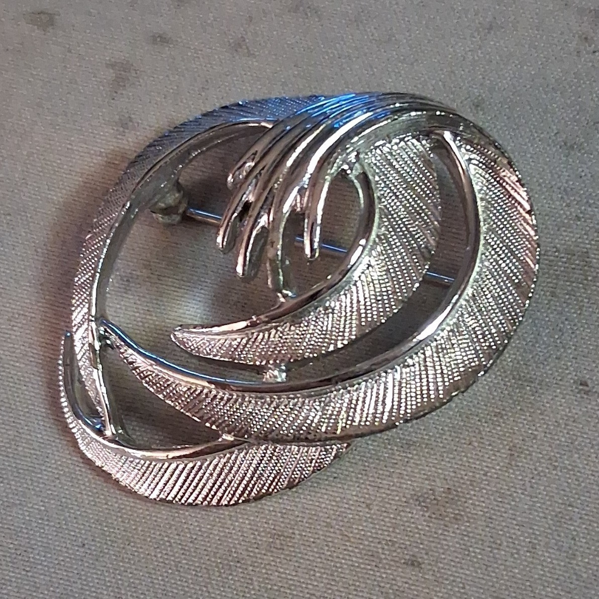 Vintage Sarah Coventry Brooch, Silver-tone Finish and Swirling Feather Design