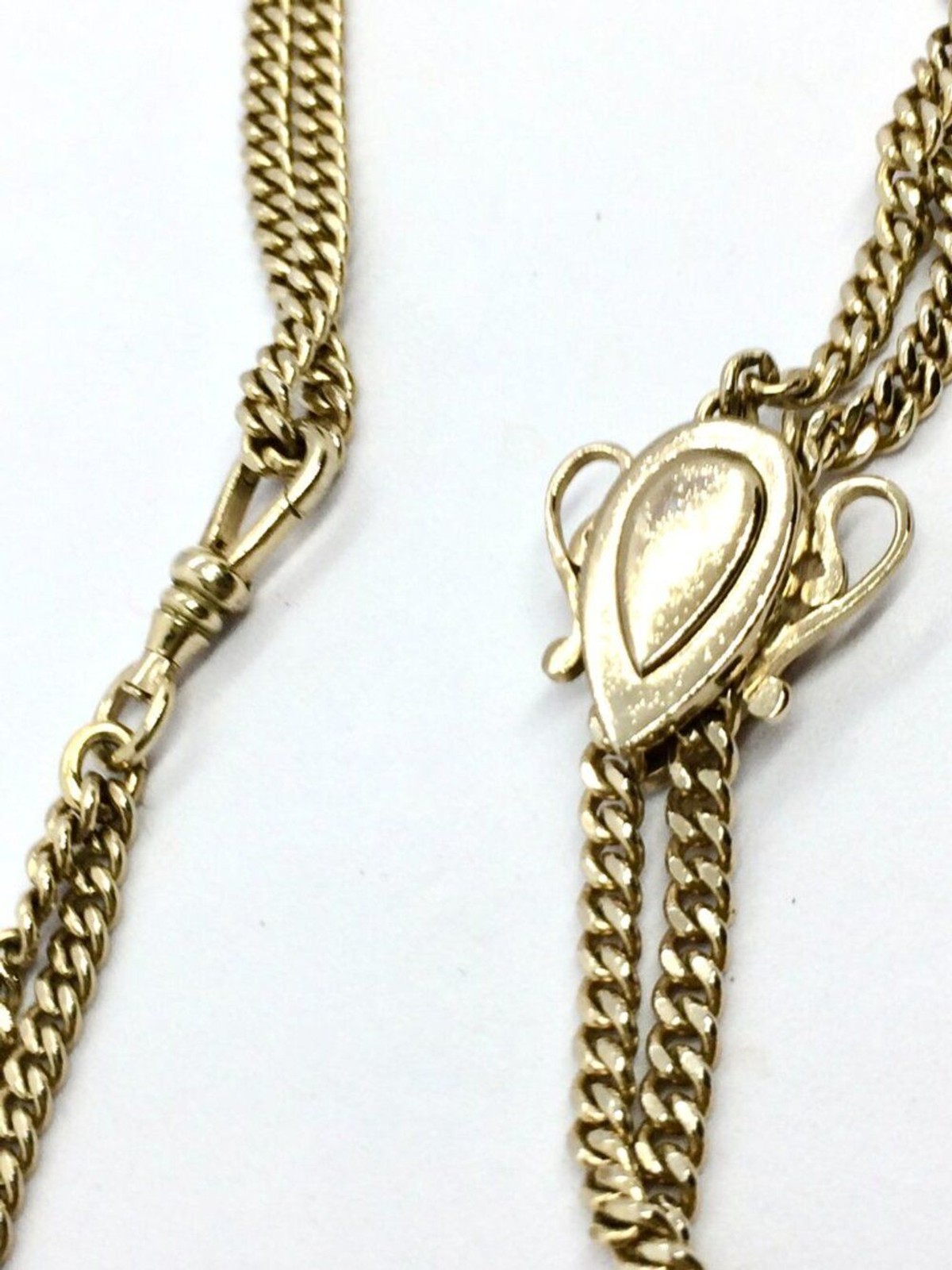 VICTORIAN REVIVAL NECKLACE Adjustable Slider Fob Albert Chain Gold Tone Vintage