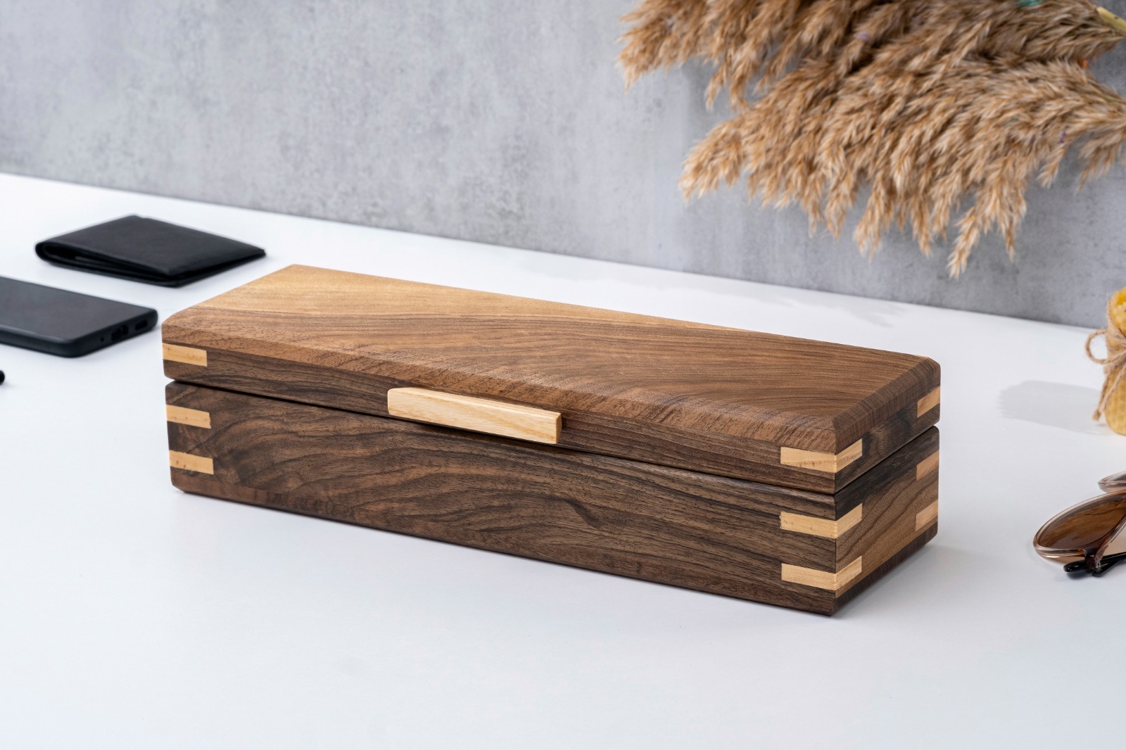 Walnut Watch Box, Handmade Watch Storage, Personalized Watch Case (5 Slot)