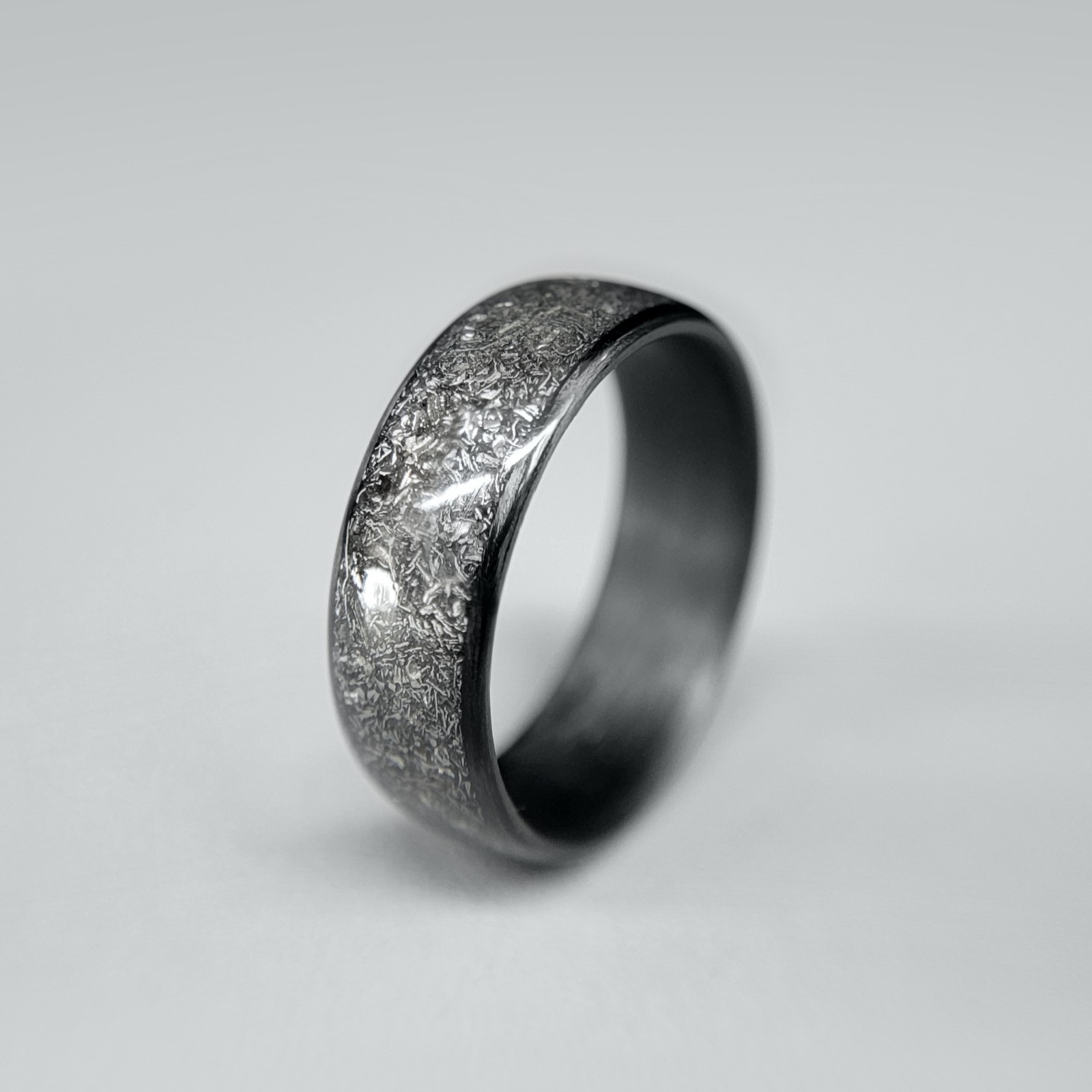 Carbon Fiber Ring with Gibeon Meteorite inlay – Made in USA – Sizes 4-16
