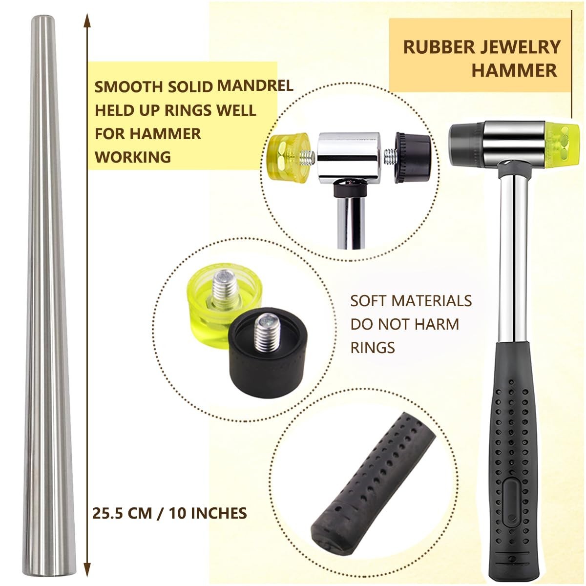 Ring Sizer Tool Kit – Metal Mandrel & Mallet for Accurate Ring Sizing & Repair