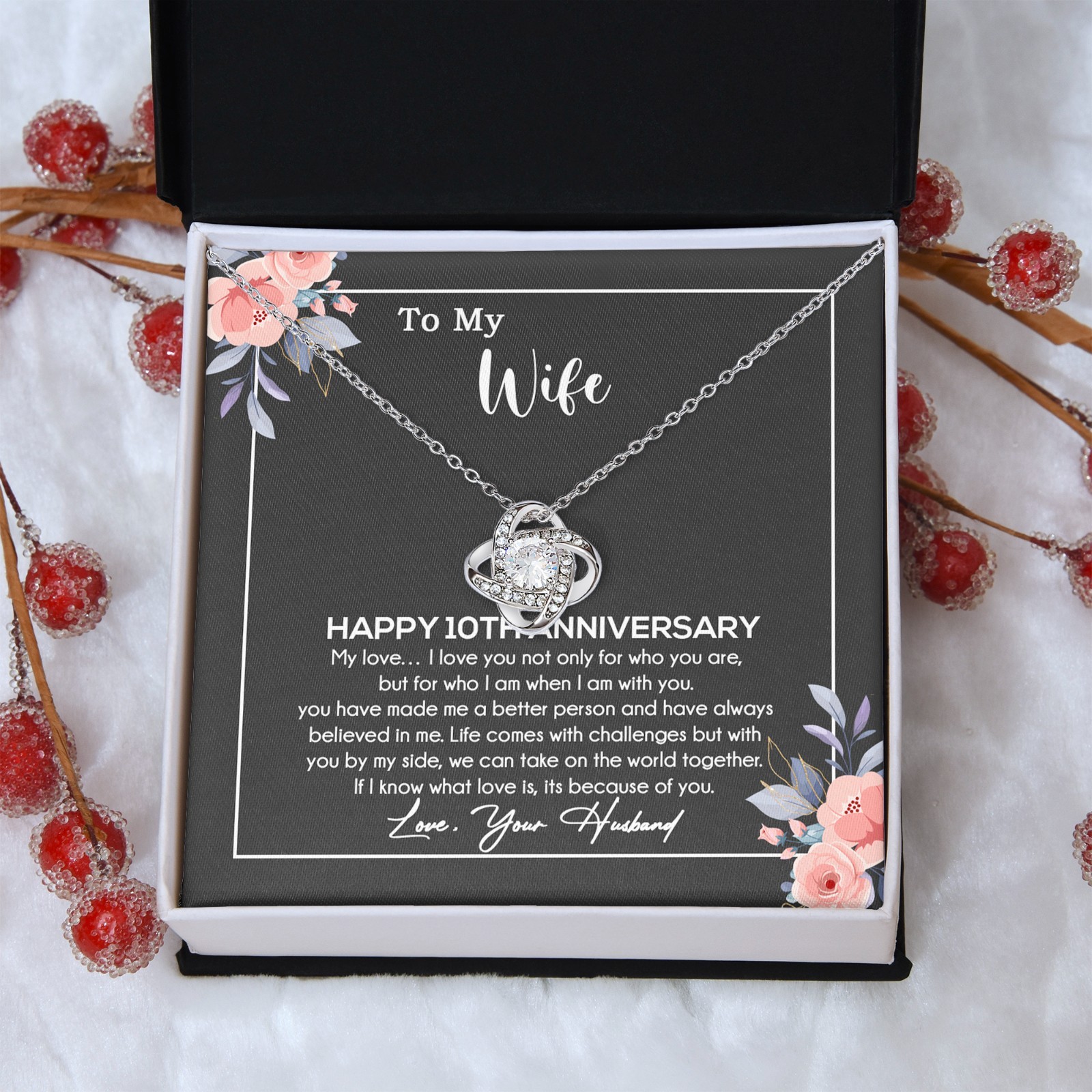 10th Anniversary Gift For Wife Necklace, 10 Year Anniversary, 10th Wedding Gift