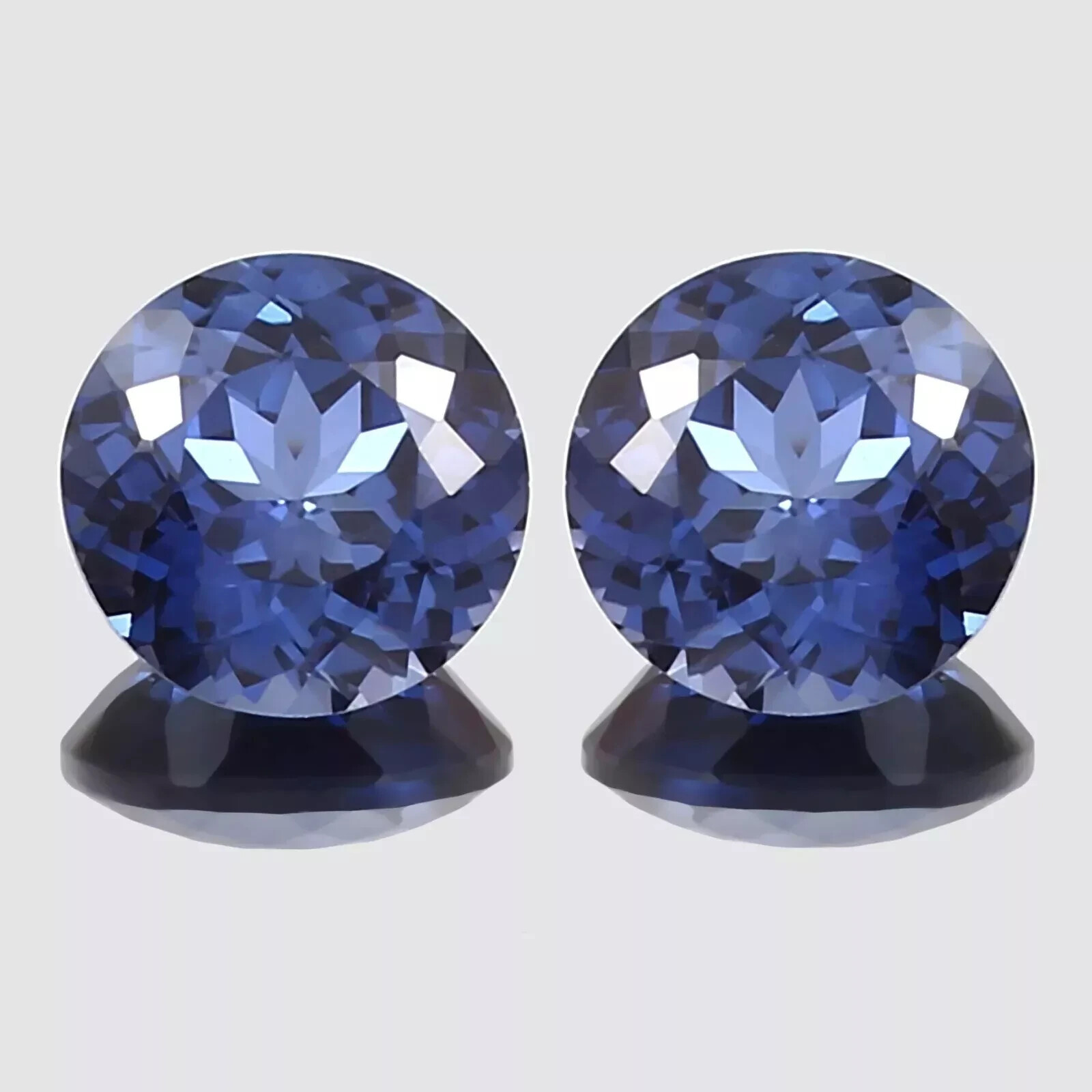 Natural Blue Sapphire 50 Ct Ceylon Round Cut Certified Loose Gemstone Pair