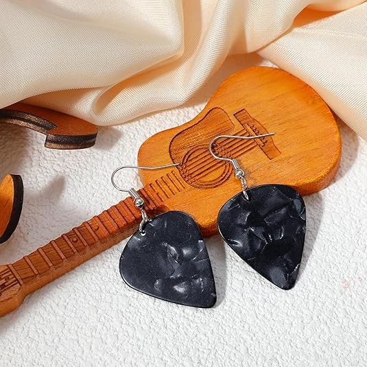 Guitar Pick Earrings Black Rock Music Accessories Y2K Gifts for Women Men
