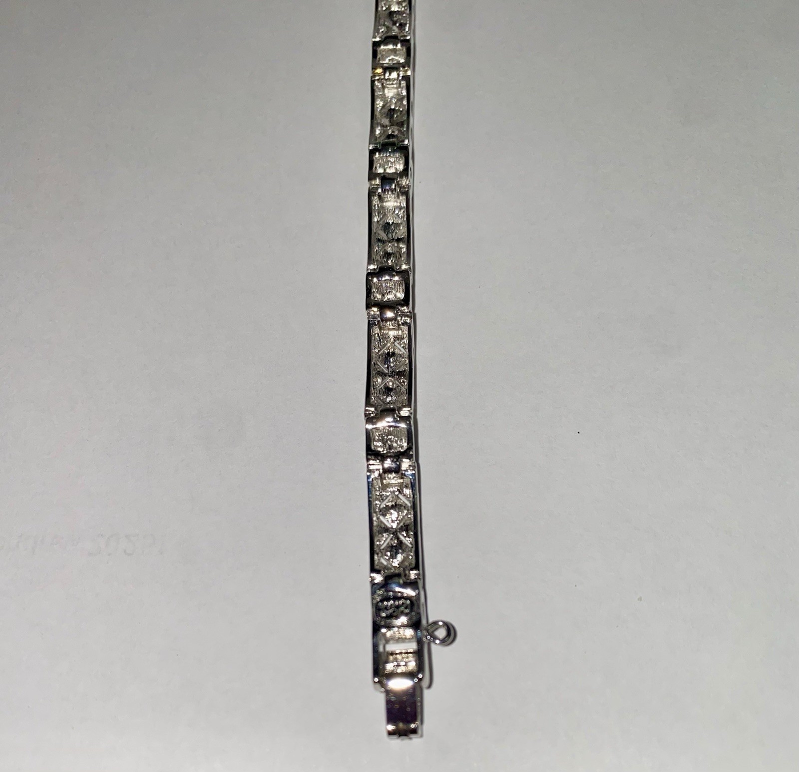 Art Deco Blue Stone and CZs Bracelet With Chain And Safety Clasp Joan Rivers