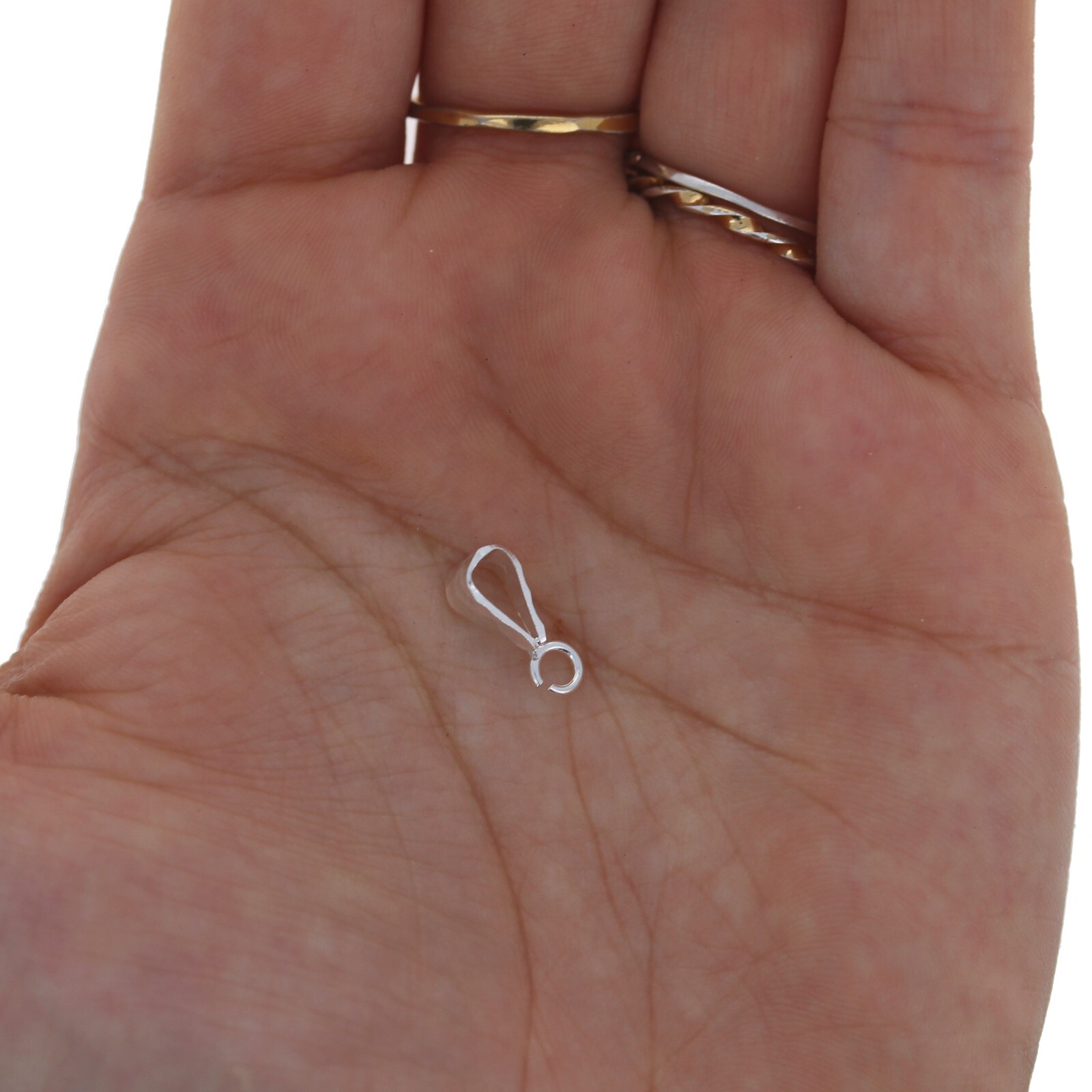 6 pc Hammered Bail Jewelry Finding, Sterling Silver 925, 6mm x 12mm Silver Bail