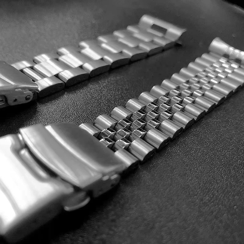 Solid Stainless Steel Watch Strap with Curved End Jubilee Bracelet Accessories