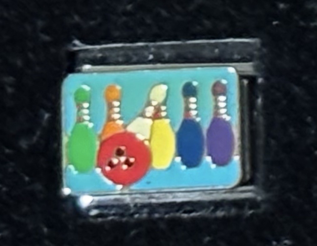 Bowling Italian Charm Enamel Link 9MM K2017 Rare