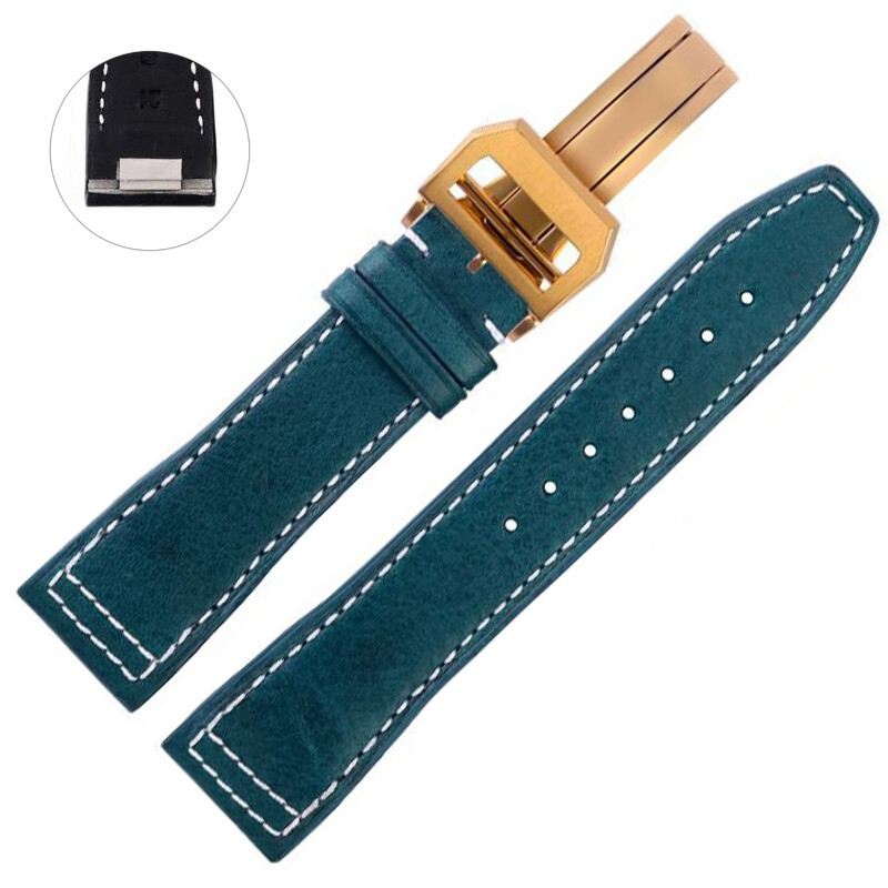 Blue & White Strap Band for IWC Pilot Quick-Release In Calf Leather 20, 21mm