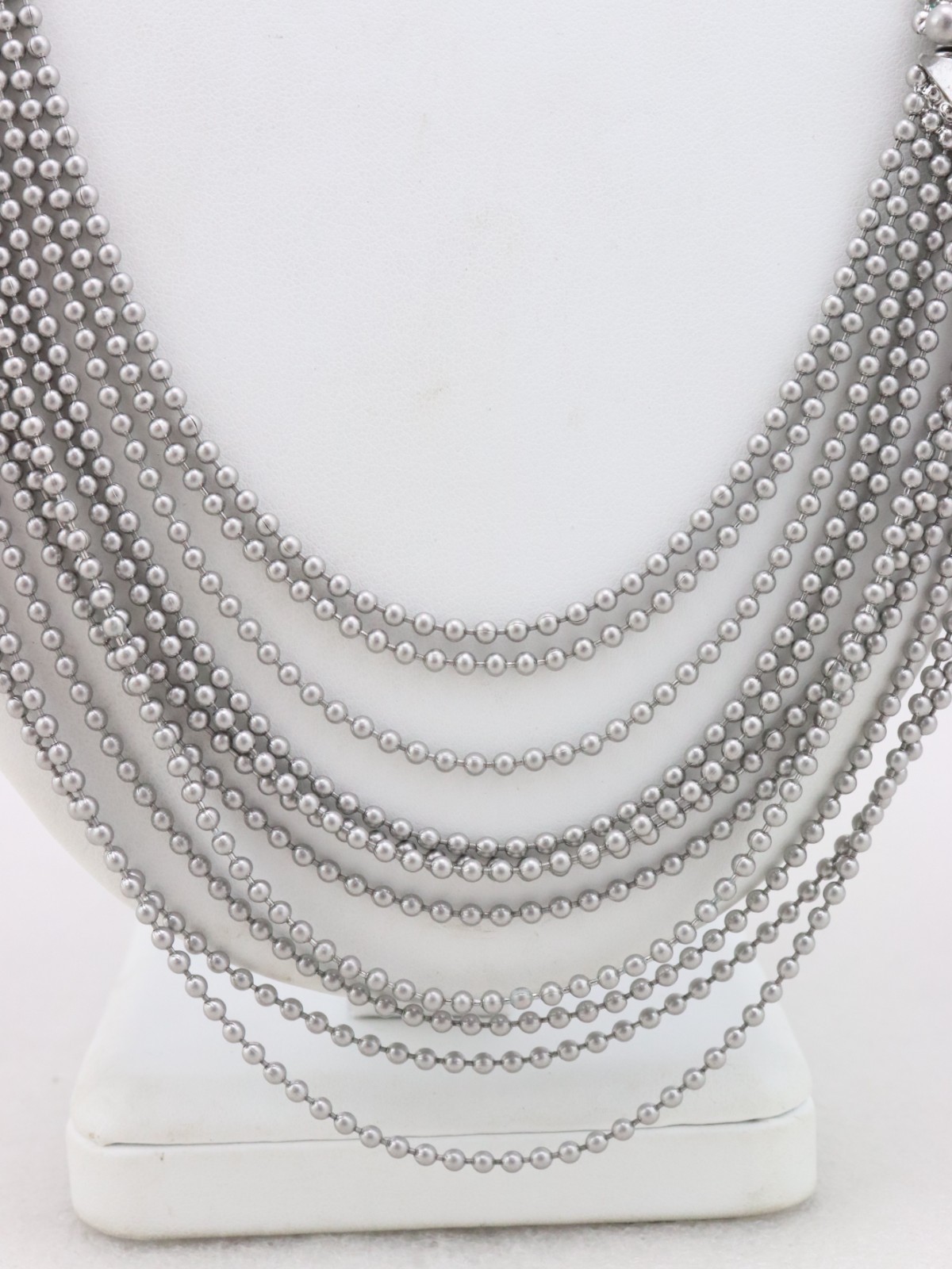 Long 33″ Cabi Convertible Silver Tone Chain Necklace Adjustable Length Runway