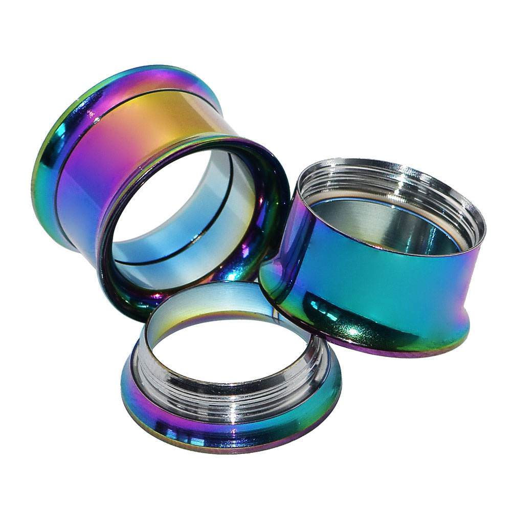 Ear Gauges Ear Plugs Stainless Steel Screw Flesh Tunnels Hollow Earskins – 2PCS