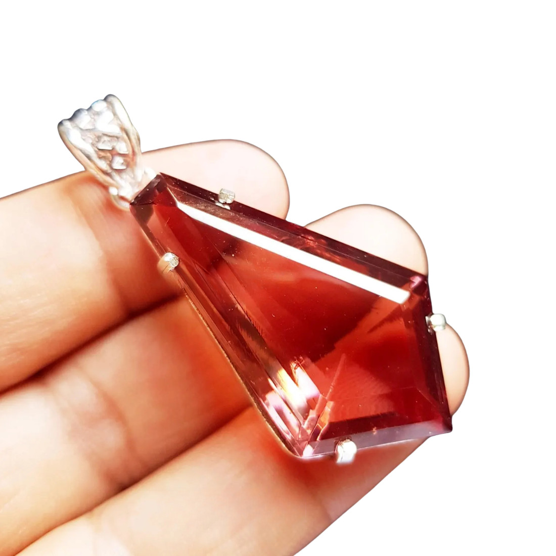 70+ Ct Color Change Alexandrite Pink Nano Pendant Necklace German Silver