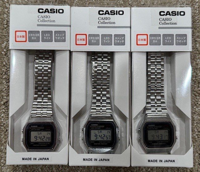 Casio A159WA-N1JH Made in Japan Vintage Digital Watch NEW Box Retro Alarm Chrono