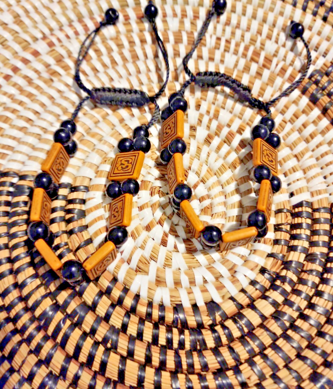 2 African Bead Shoelace Bracelet-Model 1