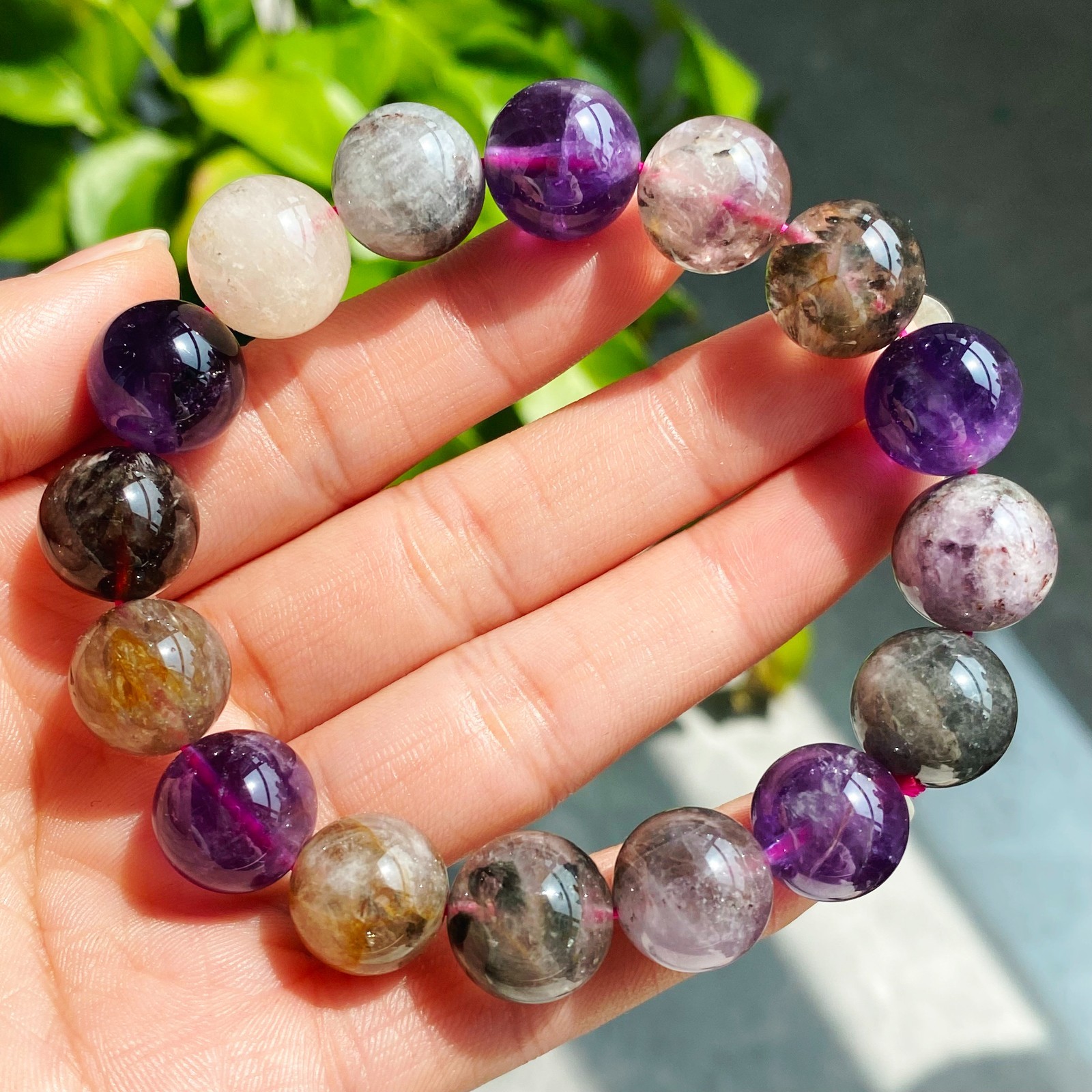 13-13.7mm Natural Auralite 23 Crystal Quartz Beads Bracelet 2895