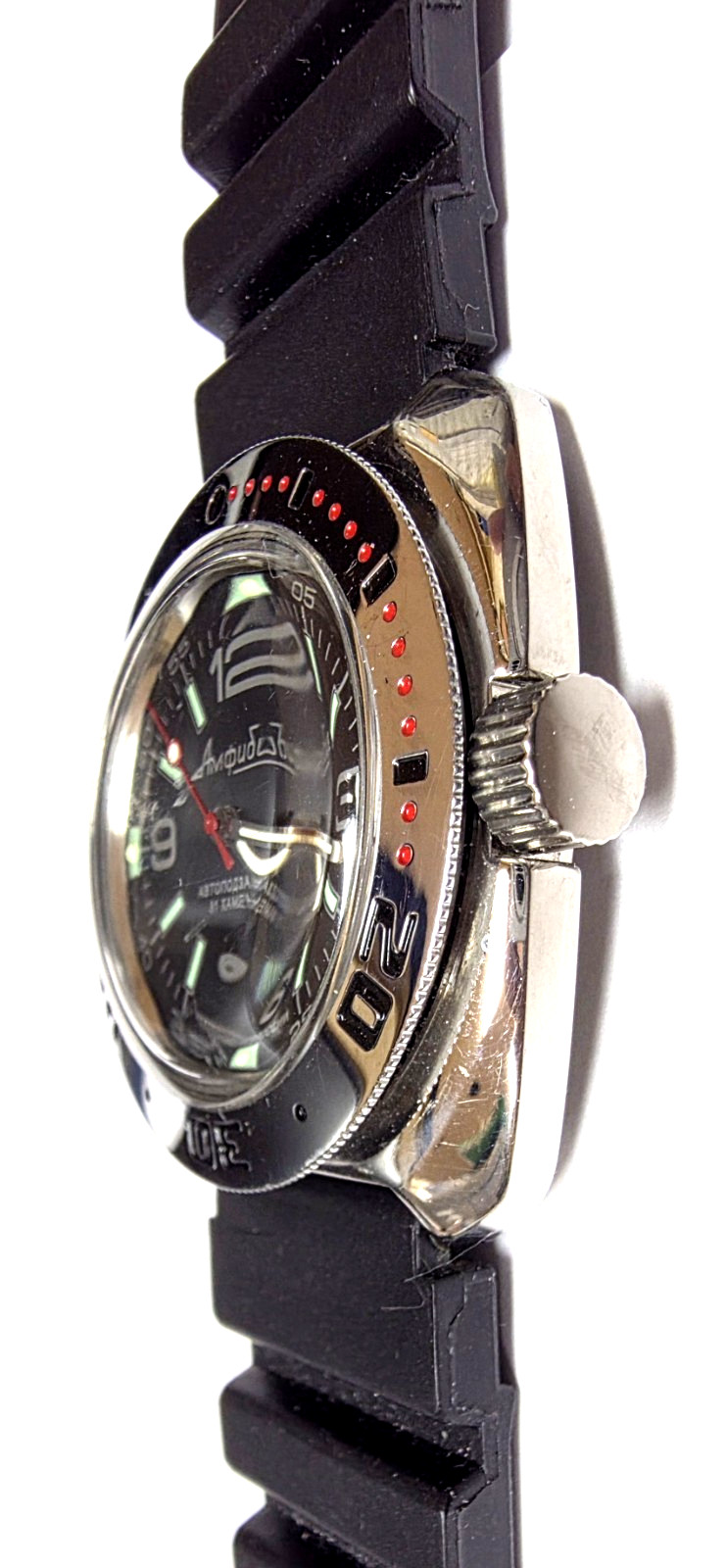 Vostok Amphibia 710640 Watch Diver Mechanical Automatic Extra Rubber Strap USED