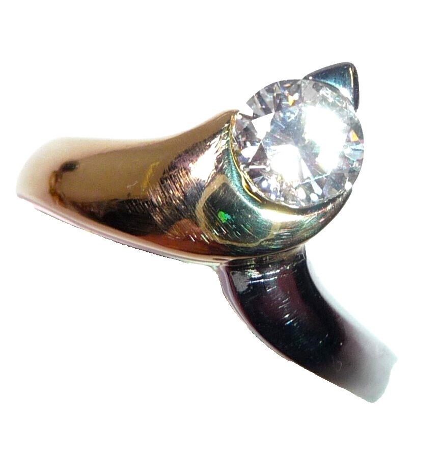 Ring 750 Gold 0.70 ct. Diamond Size 59/ 18.8mm 5.9 Grams G/P Excellent Condition