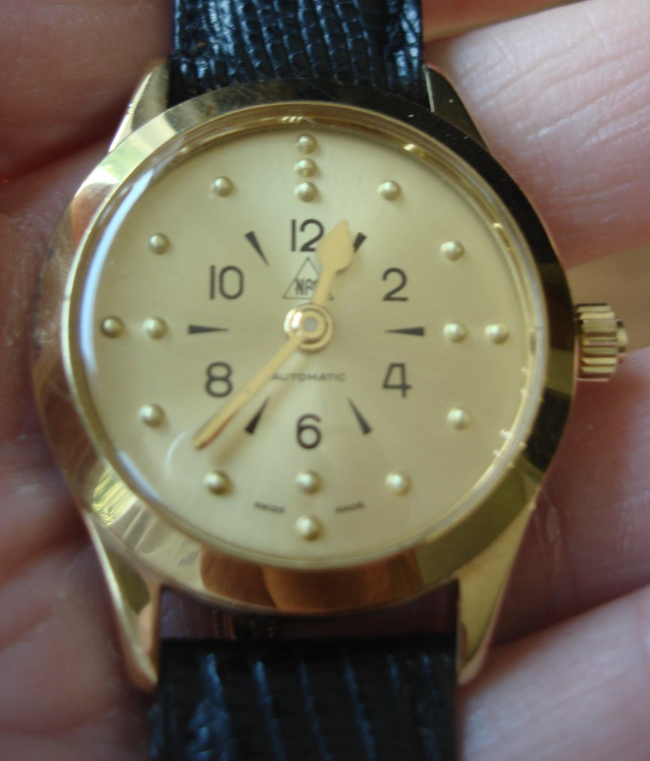NFB Braille 17 Jewel Swiss Automatic ETA 2776 Low Vision Incabloc wristwatch
