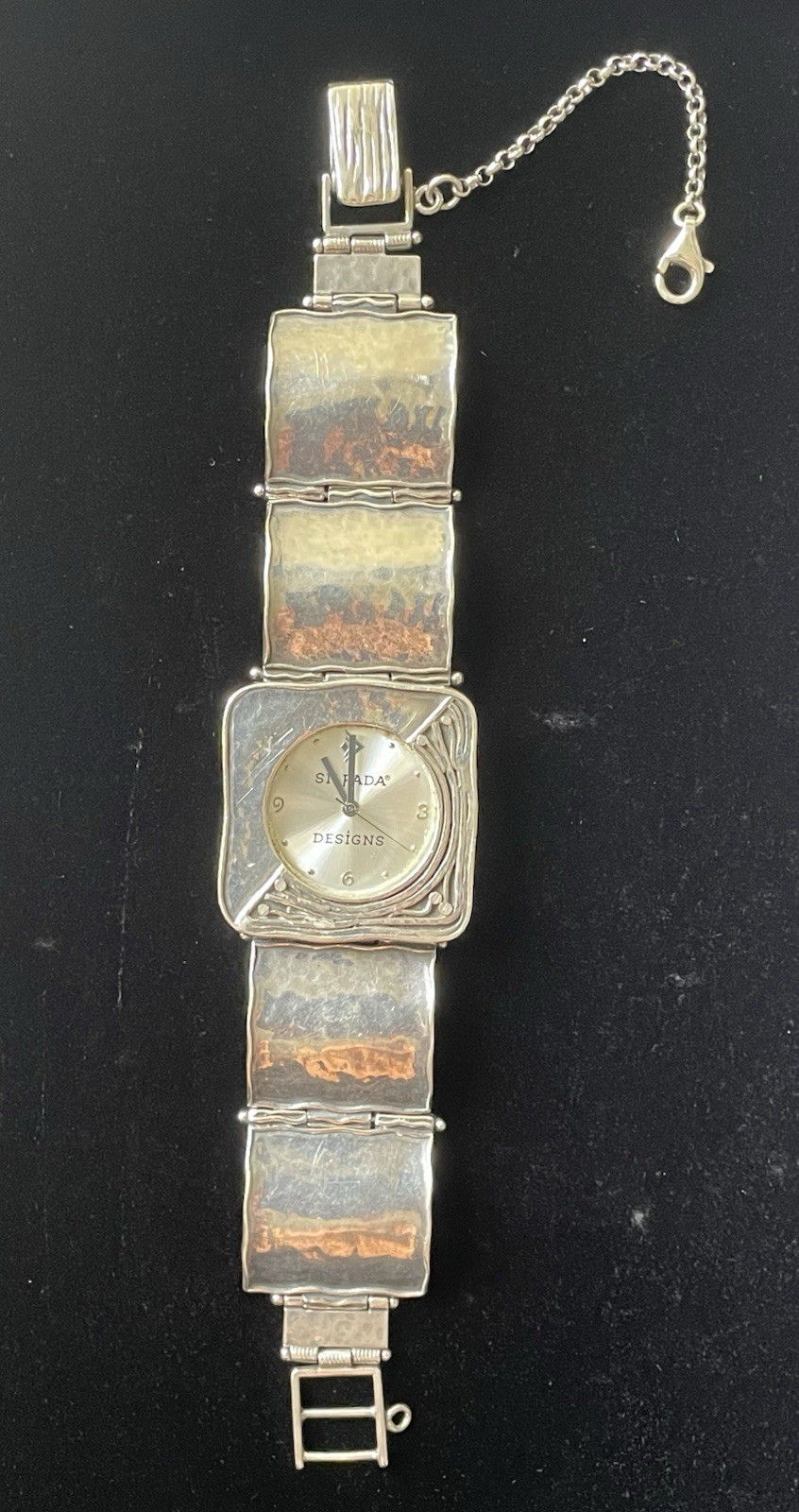 Silpada Sterling Silver Hammered Square Link Watch T1372 Retired New Battery!