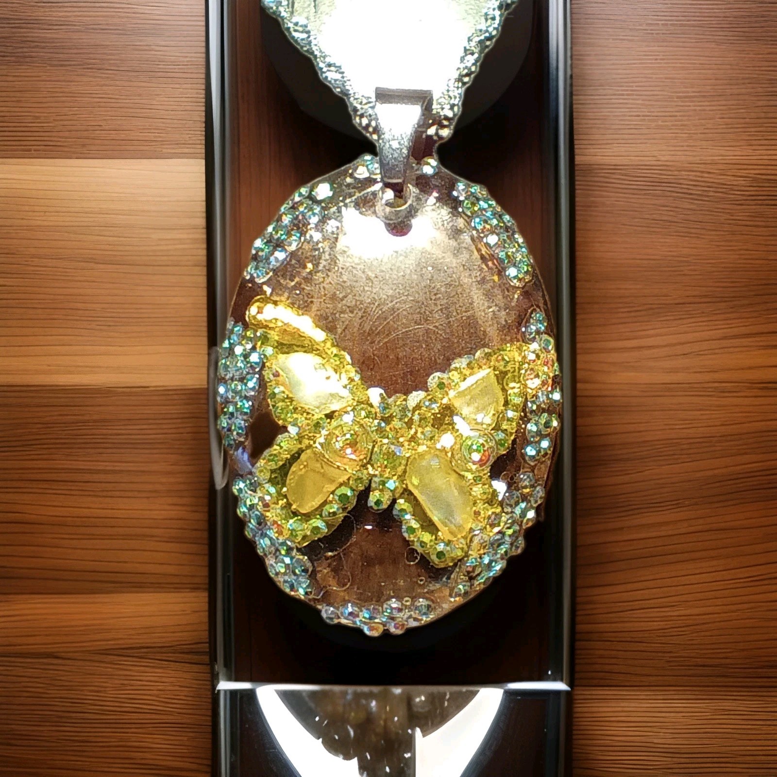Crystal Butterfly Pendant Necklace, Reversible, Mother of Pearl The Perfect Gift