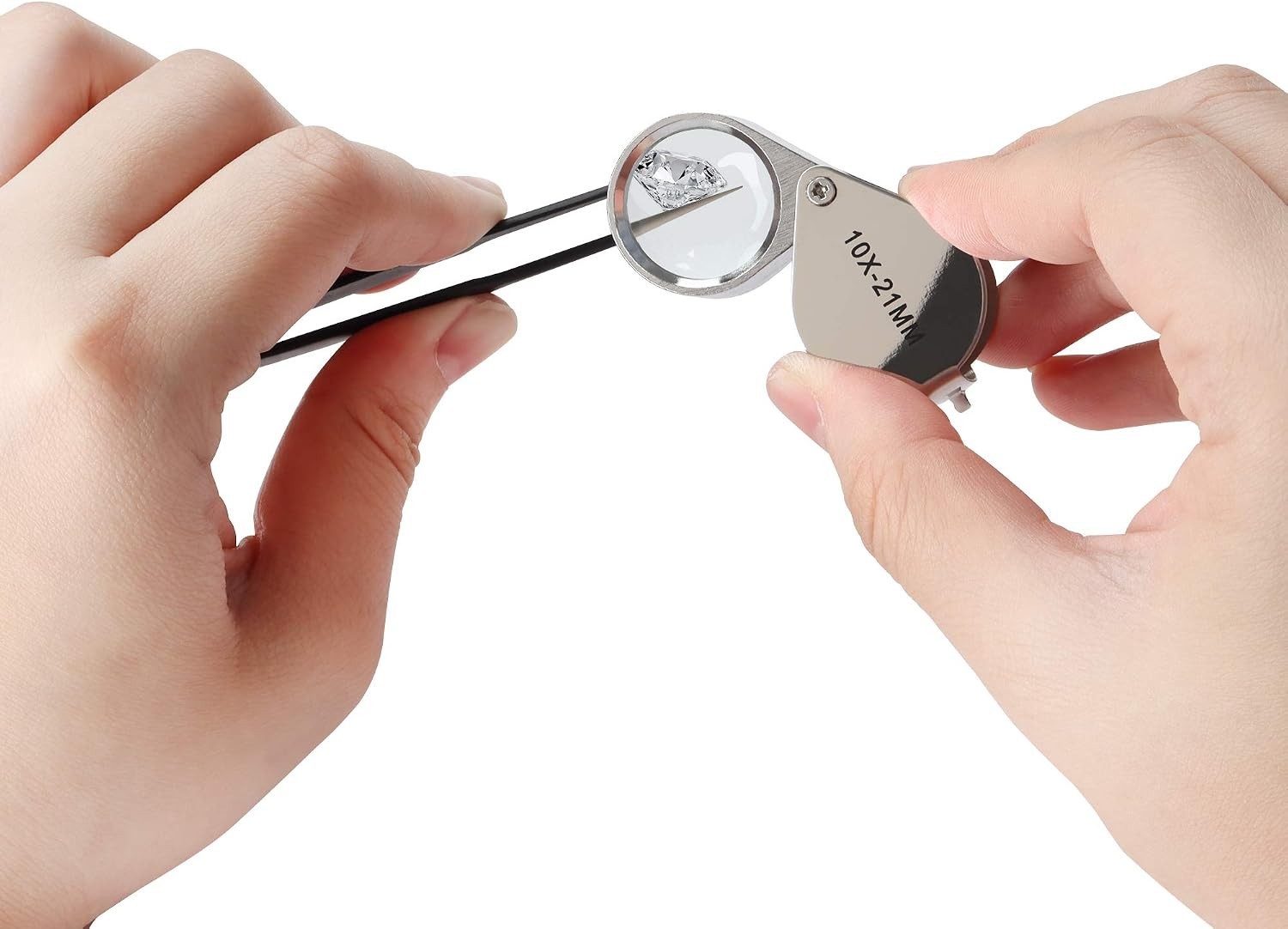 Professional Diamond Tester Pen with 10x Magnifier & Tweezers – Battery Included