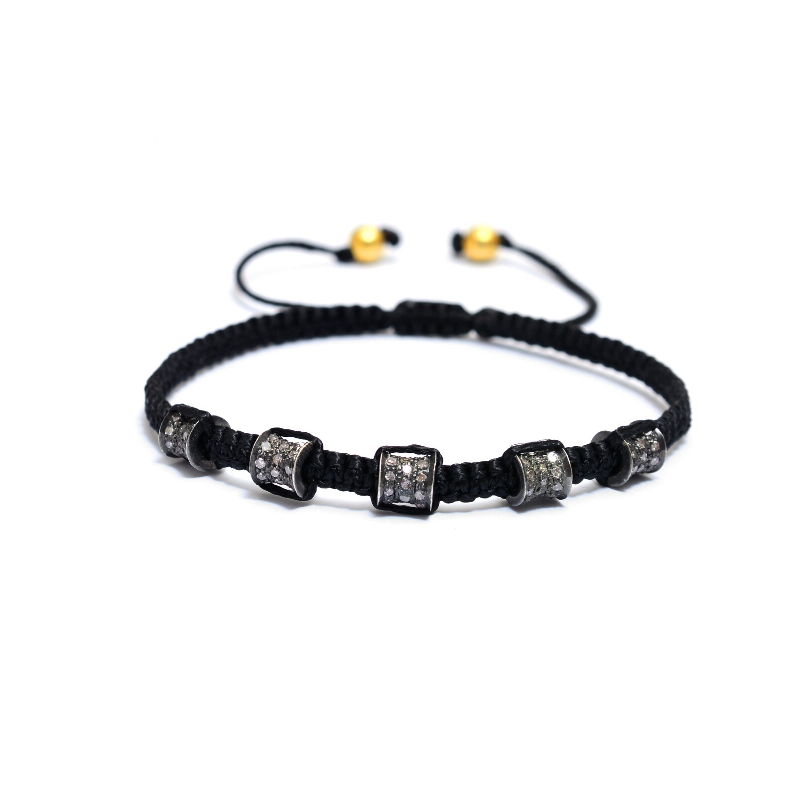 Shweta Creation Bracelet Macrame Thread Diamond Beaded 925 Silver Unisex Jewelry