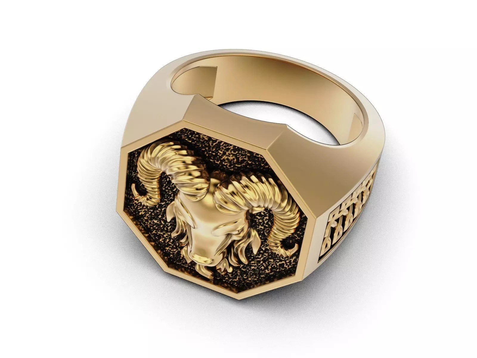 Oxidized Men’s Powerful Ram Head Gothic Punk 925 Sterling Silver Statement Rings
