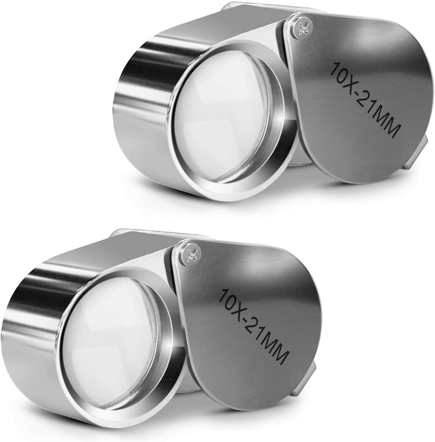 2-Pack 10X 21mm Jewelers Jewelry Eye Loupe Magnifying Glass Lens Low Vision Aid