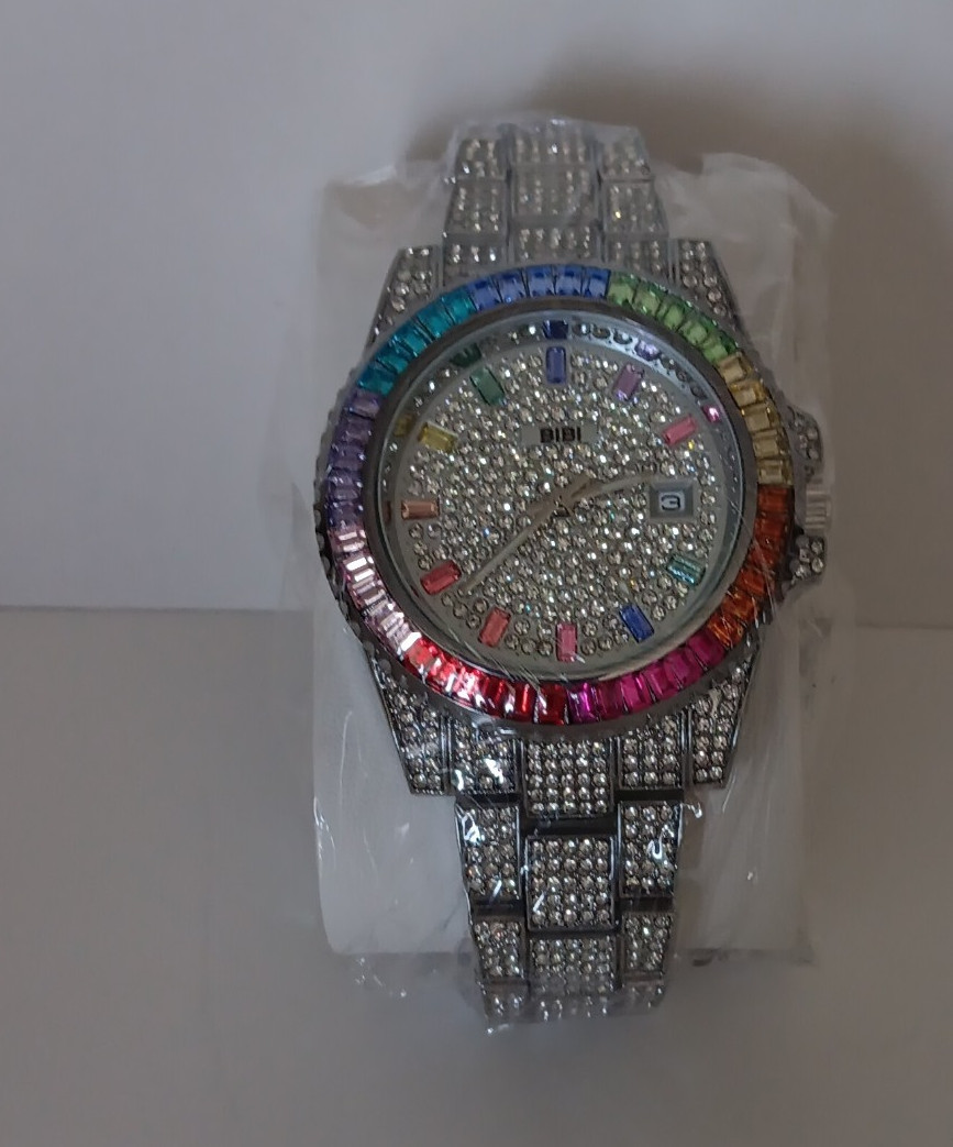 BiBi Rainbow Iced Out Quartz Watch