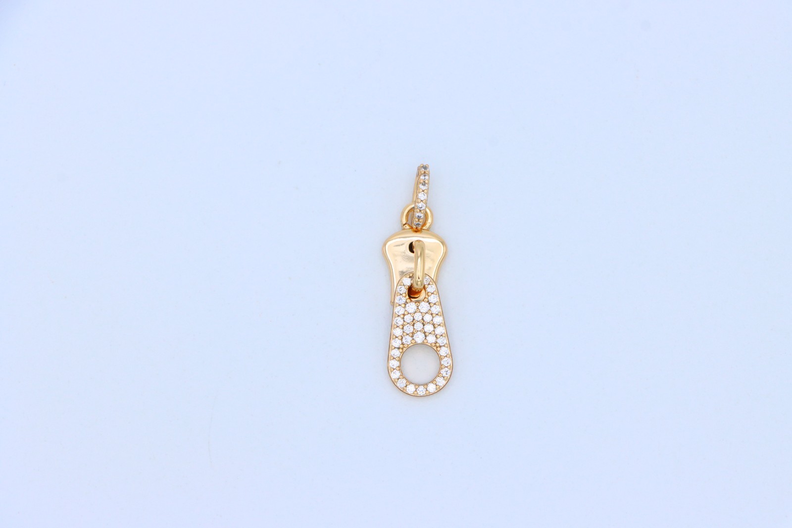 with Sparkling Stones, XPPT1477 Stylish Rose Gold Zipper Shape Pendant