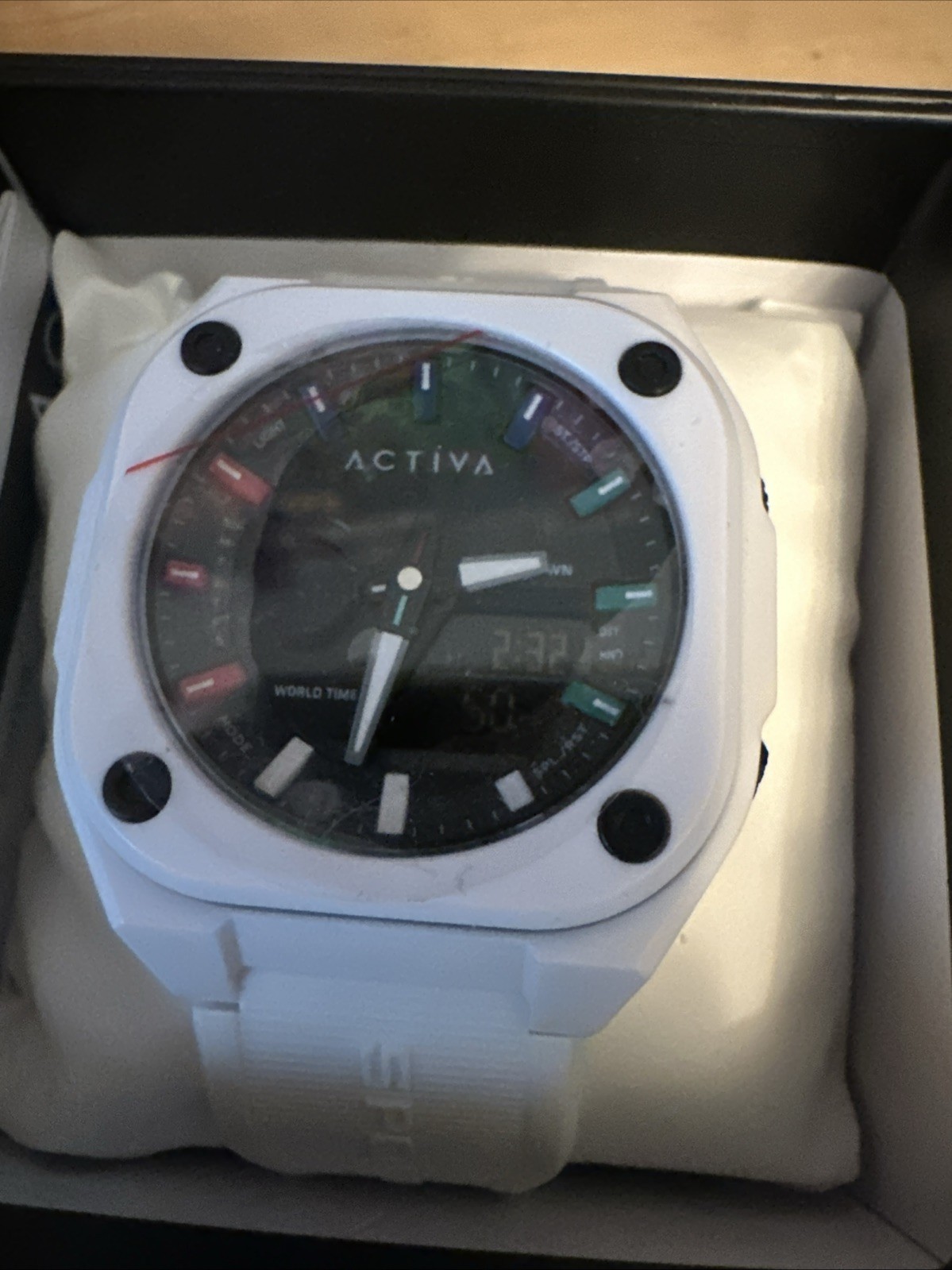 Invicta x Activa Unisex Digital Watch White Silicon Band + Diving Case, Keychain