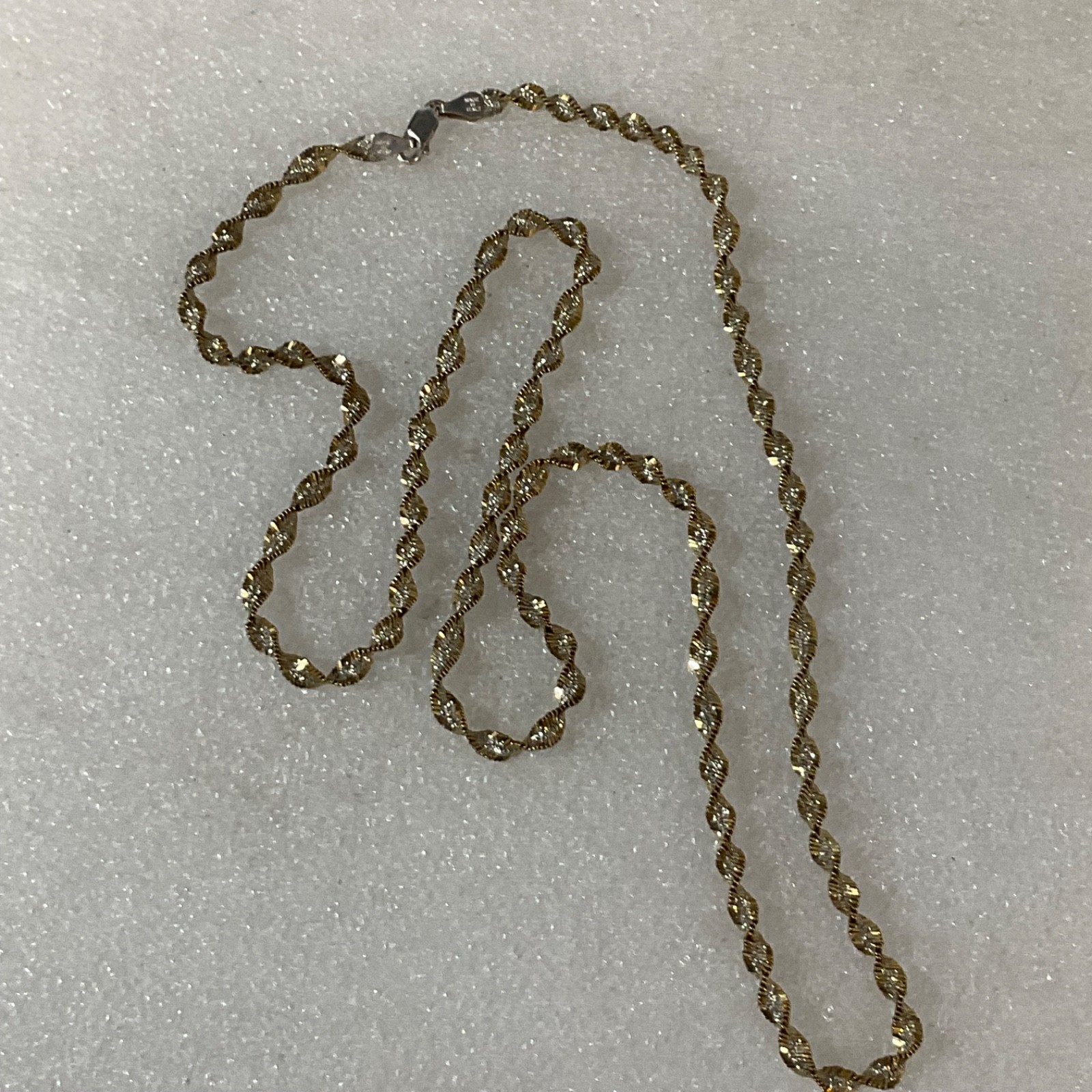 28in 925 Silver Two Tone Twisted Chain Necklace Italy 18.95g