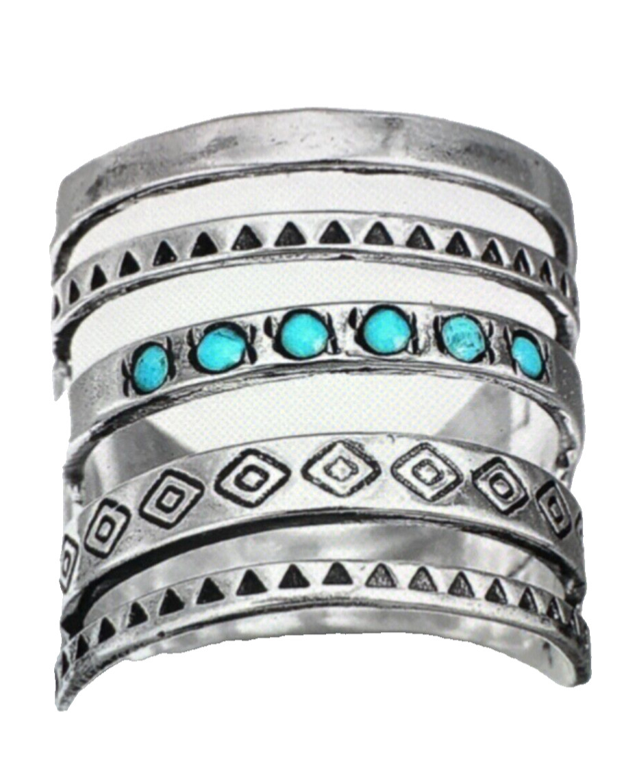 925 Silver Plated Zinc Alloy Material Wide Vintage Size 8 Ring