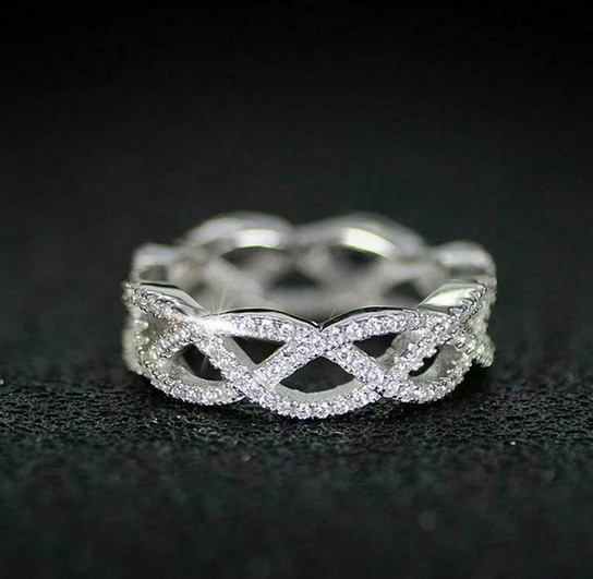 Beautiful Fully Infinity Band In 935 Argentium Silver & White 0.89CT Diamonds