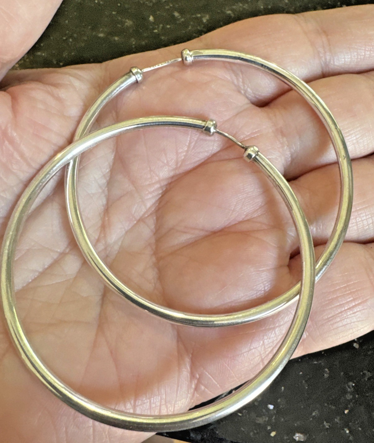 Women’s 925 Sterling Silver Medium/Large Endless 2mm x 60mm thick Hoop Earrings