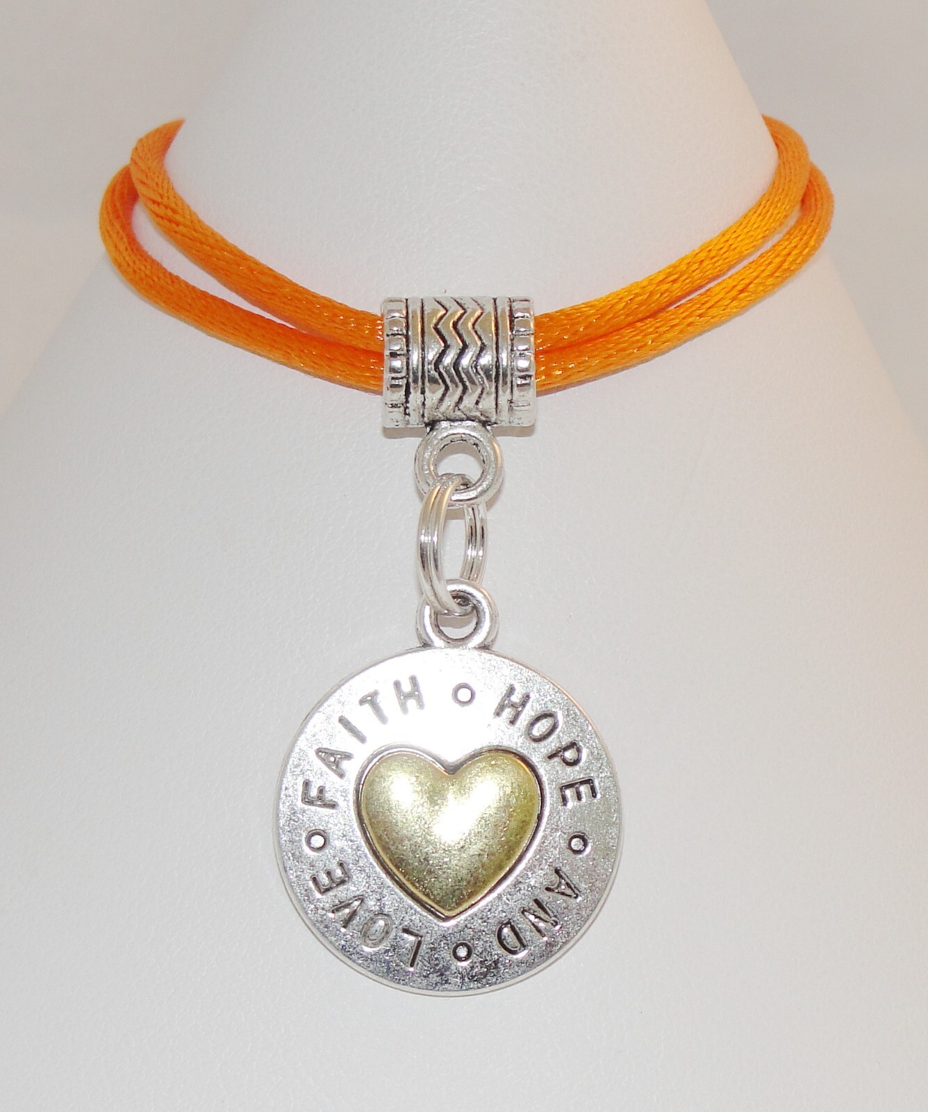 Faith Hope Love Heart Pendant Necklace 18″ 20″