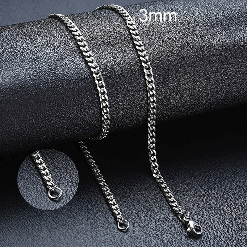 Cuban Chain Necklace for Men Women, Stainless Steel Necklace, Fashion Jewelry