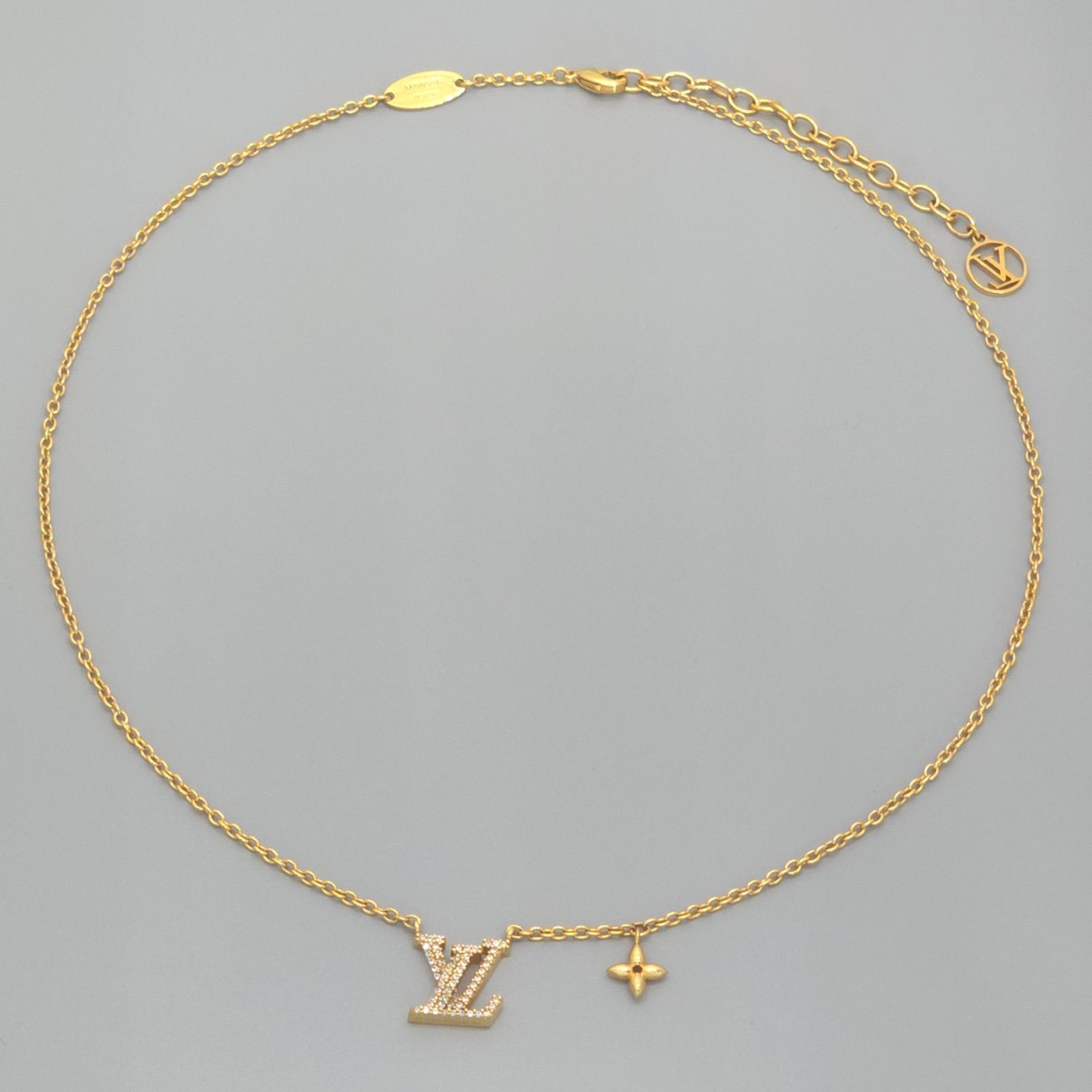 LOUIS VUITTON M00596 Necklace LV Iconic Length 42-47cm Gold Color Metal Strass