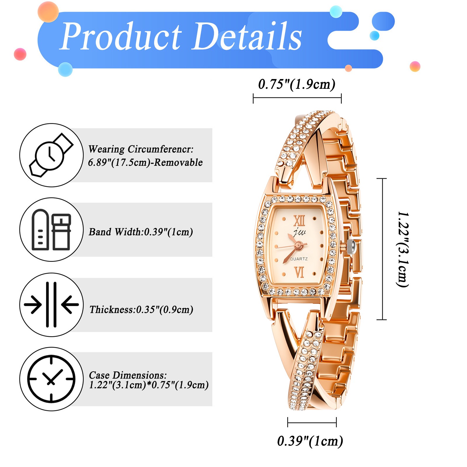 Women’s Elegant Rhinestone Tonneau Barrel Analog Quartz Bracelet Wrist Watch